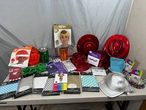 Large Lot of Party Supplies, Dress Up, Costume, Gift Boxes, Etc.