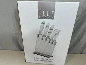 New Elle Decor 6 Piece Knife Set in Acrylic Stand