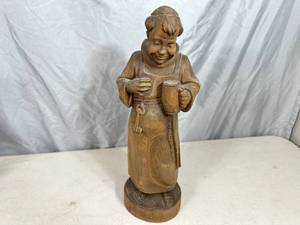 Vintage German Hand Carved Monk Statue