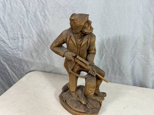 Vintage German Hand Carved Hunter Statue