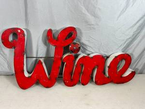 New Handmade Recycled Metal Art Wine Sign