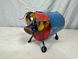 New Handmade Recycled Metal Garden Art Pig