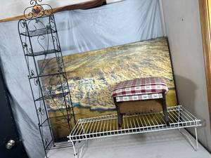 Large Beach Scene Canvas, Stool with Storage, Shelf, and Organizer Shelf
