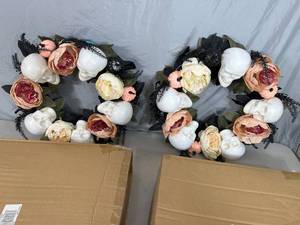 2 New Halloween Themed Skull Wreaths