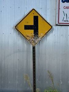Yellow Sign with Post