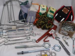 MISC HARDWARE, GLOVES AND HAMMER HOSLTER