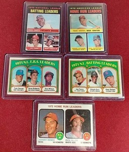 lot 16 image: (5) 1970s MLB Leaders Cards - Killebrew, Yaz, Seaver, Bench, Etc