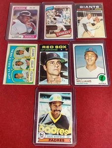 lot 21 image: (7) Vintage Baseball HOFer Cards