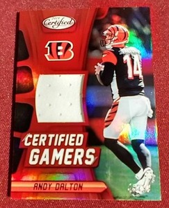 lot 28 image: 2018 Certified Andy Dalton Game-Used Jersey Card - #d99