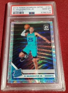 lot 32 image: 2019 Optics PJ Washington Fanatics Prizm Rookie Card - PSA 10