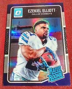 lot 35 image: 2016 Optic Ezekiel Elliott Purple Prizm Rookie Card