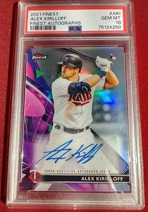 lot 77 image: 2021 Topps Finest Alex Kirilloff Autograph Rookie Refractor Card - PSA 10