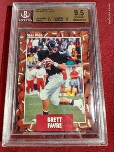 lot 81 image: 1991 Star Pics Brett Favre Rookie Card - BCG 9.5