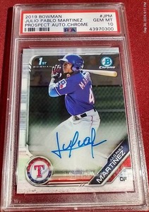 lot 89 image: 2019 Julio Pablo Martinez 1st Bowman Chrome Autograph Card - PSA 10