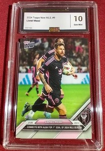 lot 112 image: 2024 Topps Lionel Messi Card - Global Authentication Services 10