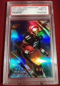 lot 132 image: 1999 Collectors Edge Troy Edwards Card #d1000 - PSA 9