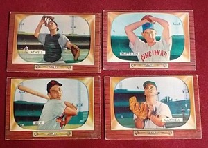 lot 150 image: (4) 1955 Bowman Baseball Cards