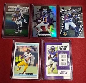 lot 178 image: (5) Justin Jefferson Cards - Includes Silver Prizm