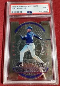lot 192 image: 1996 Bowmans Best Cuts Ken Griffey Jr. Die-Cut Card - PSA 9