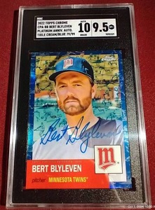 lot 208 image: 2022 Topps Chrome Bert Blyleven Autograph Refractor Card #d99 - SGC 109.5