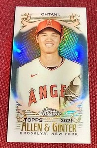 lot 212 image: 2021 Topps Allen & Ginter Chrome Shohei Ohtani Mini Refractor