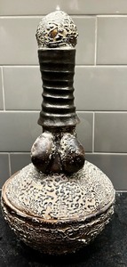 lot 123 image: Artisan Created Phallic Lidded Pottery Bowl
