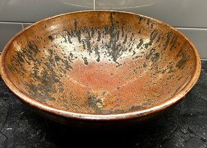 lot 124 image: Stunning Stoneware Pottery Bowl with Earthy Colors by Dooly