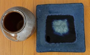 lot 73 image: Lovely Clay Platter and Vase