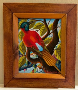 lot 70 image: Vivid Canvas Colors For This Tropical Bird by M Lagueris