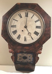 lot 39 image: Antique New Haven Clock Co. Eight and One Day Brass Wall Clock