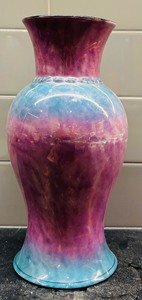 lot 26 image: Vintage Handcrafted Vase  Purple, Turquoise and Gold