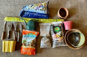 lot 99 image: Variety of Gardening Tools, Pots and Supplies