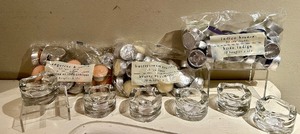 lot 112 image: Large Assortments of Tealight Candles with Six Clear Glass Candle Holders from Pier One Imports