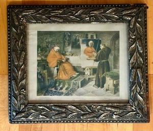 lot 134 image: Framed Vintage Print of The Cardinals Portrait in a Beautiful Ornate Frame