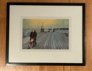 lot 135 image: Pretty Framed Print Dock and Water Scene