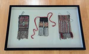 lot 19 image: Framed Vintage Beaded Akha Bags