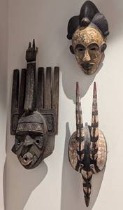 lot 20 image: Three Carved Wood Tribal Masks