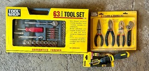 lot 96 image: Three New Tool Sets and Screwdriver with Bits