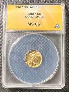 110th OZ .999 FINE GOLD 1987 AMERICAN EAGLE ANACS MS66