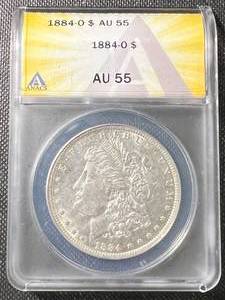 1884-O US MORGAN SILVER DOLLAR ANACS AU55