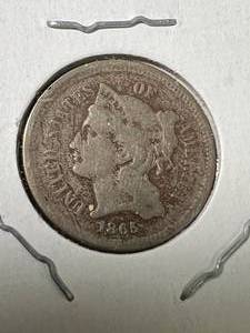 1865 US 3 CENT NICKEL