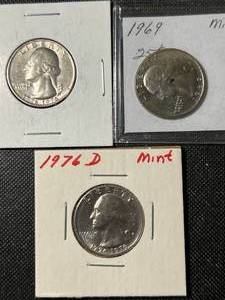 2 US 1976 BICENTENNIAL QUARTERS WITH 1969