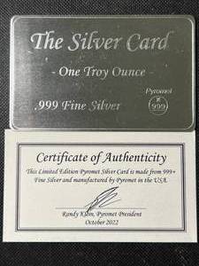 1 TROY OZ .999 FINE SILVER SILVER CARD
