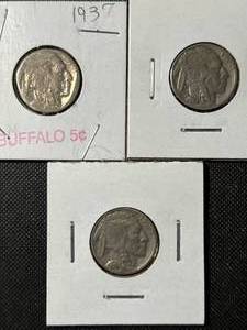 3 US BUFFALO NICKELS
