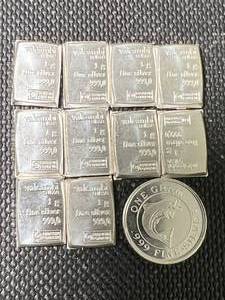 GROUP OF 11 SINGLE GRAM BARS .999 FINE SILVER