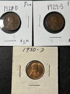 GROUP OF 3 US WHEAT CENTS
