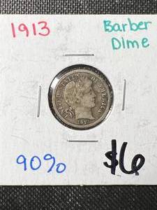 1913 US BARBER DIME