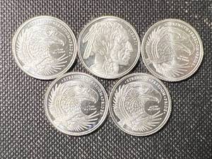GROUP OF 5 SILVER ROUNDS 110 TROY OZ .999 FINE SILVER EACH
