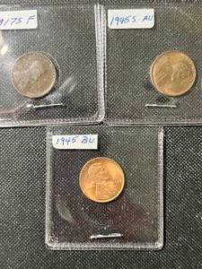 3 US WHEAT CENTS 1917S 1945 1945S