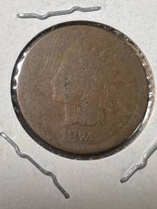 1874 US INDIAN HEAD CENT